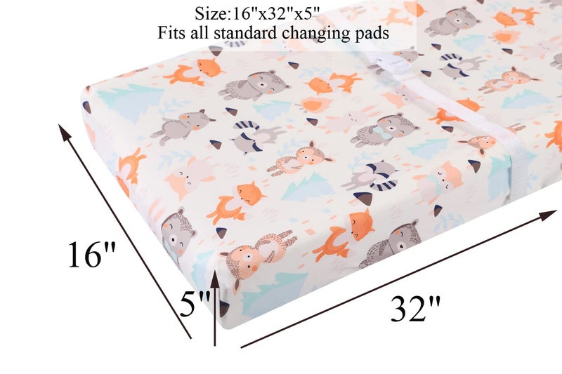 Tontukatu Changing Pad Cover Set 3 Pack Jersey Knit Ultra Soft for Baby Boys Girls Elephant Tiger/Fox/Grey - Image 3